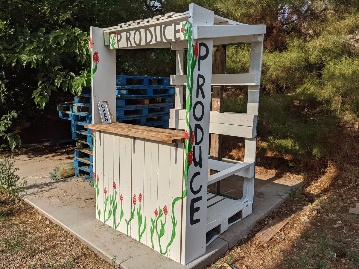 John Finished Building the Produce Stand, I Painted It